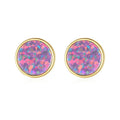 Fine Jewelry 925 Sterling Silver Geometric Round Shape Natural Opal Earrings