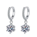 Luxury Women's Bridal 925 Sterling Silver Micro Pave 6 Claws Inlay D Color Moissanite Hoop Earrings Jewelry Accessories