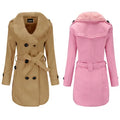 Women's Hooded Long Elegant Cocoon Spandex/Polyester Winter Trench Coat Cotton Lining Plus Size Casual Style Zipper Floral