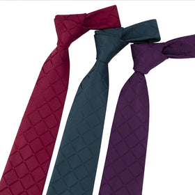 RunLin Wholesale Yarn Dyed Woven Jacquard Luxury Fashion Check Polyester Tie for Men-Handmade Customized Wedding