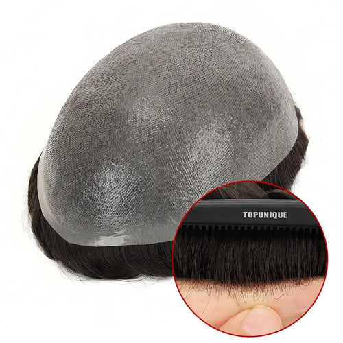 0.06-0.08mm Vloop Natural Hairline Rest for Single Knotted Human Hair Thin Skin Hair Replacement System Toupee for Men TUS02