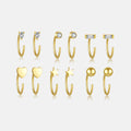FUAMAY Fashion 18K Gold Plated 925 Silver Open Hoop Huggie Earrings Minimalist Flat Star Loves Heart Devil Eyes Open Earrings