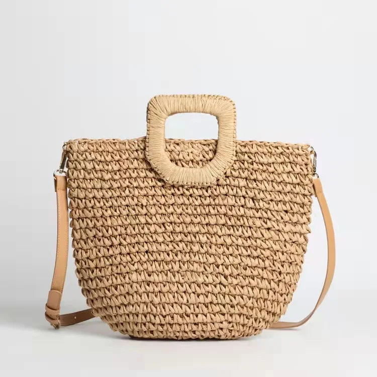 Wholesale Vintage Lady Clutch Straw Tote Bag Preppy Bohemian Style Women's Fashion Handbags Chain for Summer Beach Use