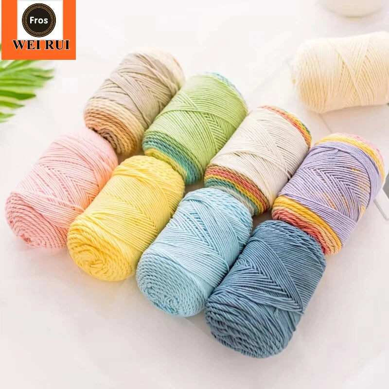 Ready to Ship Super Soft Rainbow Cotton Yarn 100g Cotton Acrylic Blended Crochet Yarn