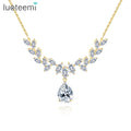 LUOTEEMI Woman Large Jewelry Flower Birth Statement Cubic Zirconia Cz Stone Iced Out Pendant Necklace Chain