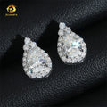 New Arrivals Hip Hop Halo Design Earrings White Gold 925 Silver Drop Pear Shape Moissanite Earring