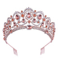 Wholesale Wedding Hair Accessories  Colorful Rhinestone Crown  with Comb Crystal Party Beauty Pageant Tiara for Women