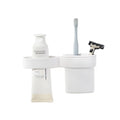 Plastic Two-piece Wall Mounted Toothpaste Rack and White Toothbrush Holder Set for Home and Hotel Use