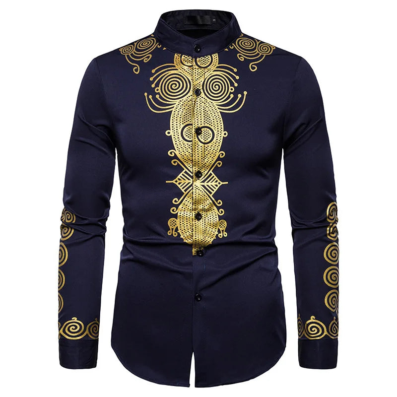 2023 New Fashion Casual Long-sleeved Shirt Wholesale Personality for Printed Shirt