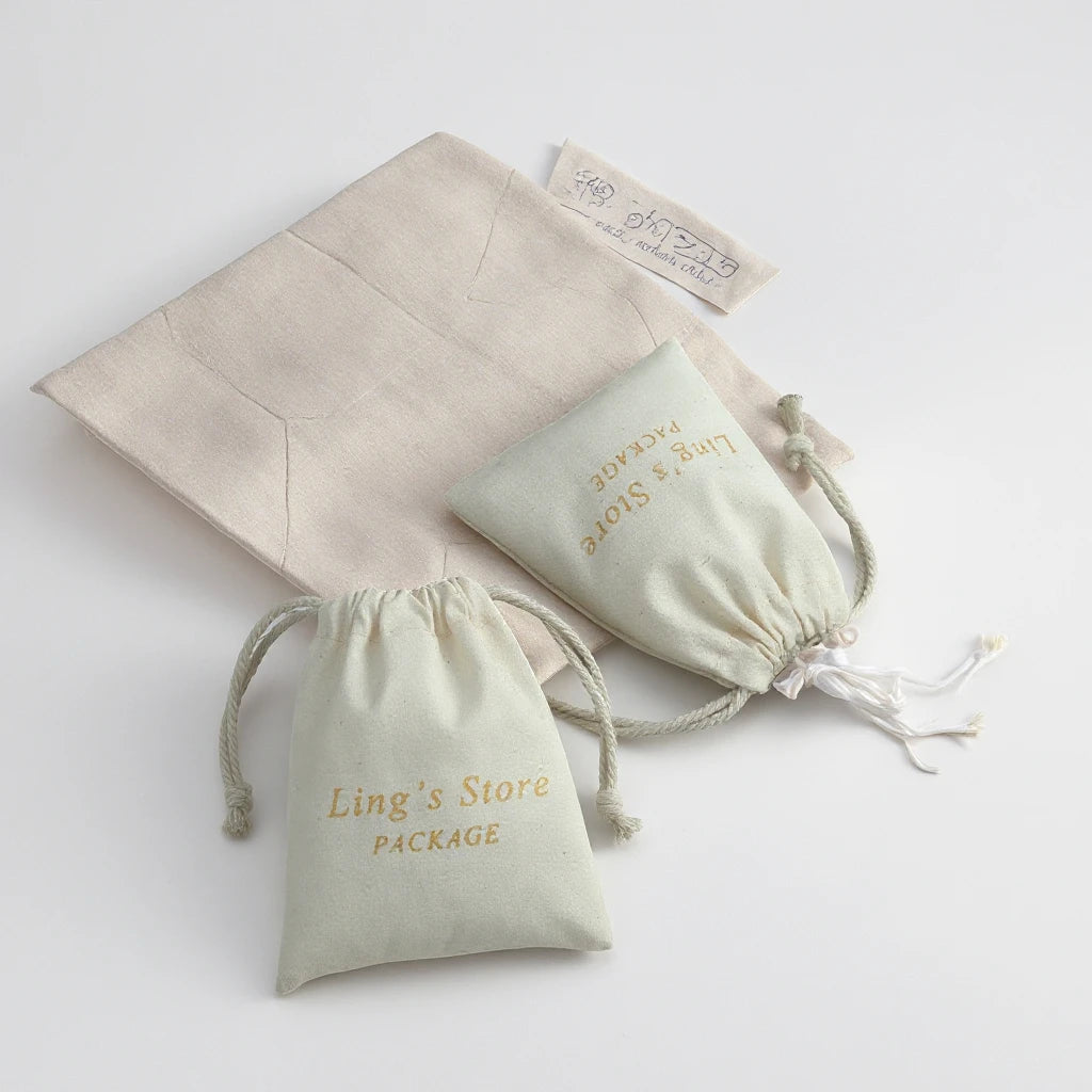 Custom Logo Printed 7x9cm Drawstring Cotton Canvas Jewelry Bag Small Gift Pouch for Storing Small Items Jewelry Container