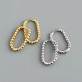 U-shaped Personality Trend Fashion Bead Pattern S925 Silver U Hoop Earrings for Women