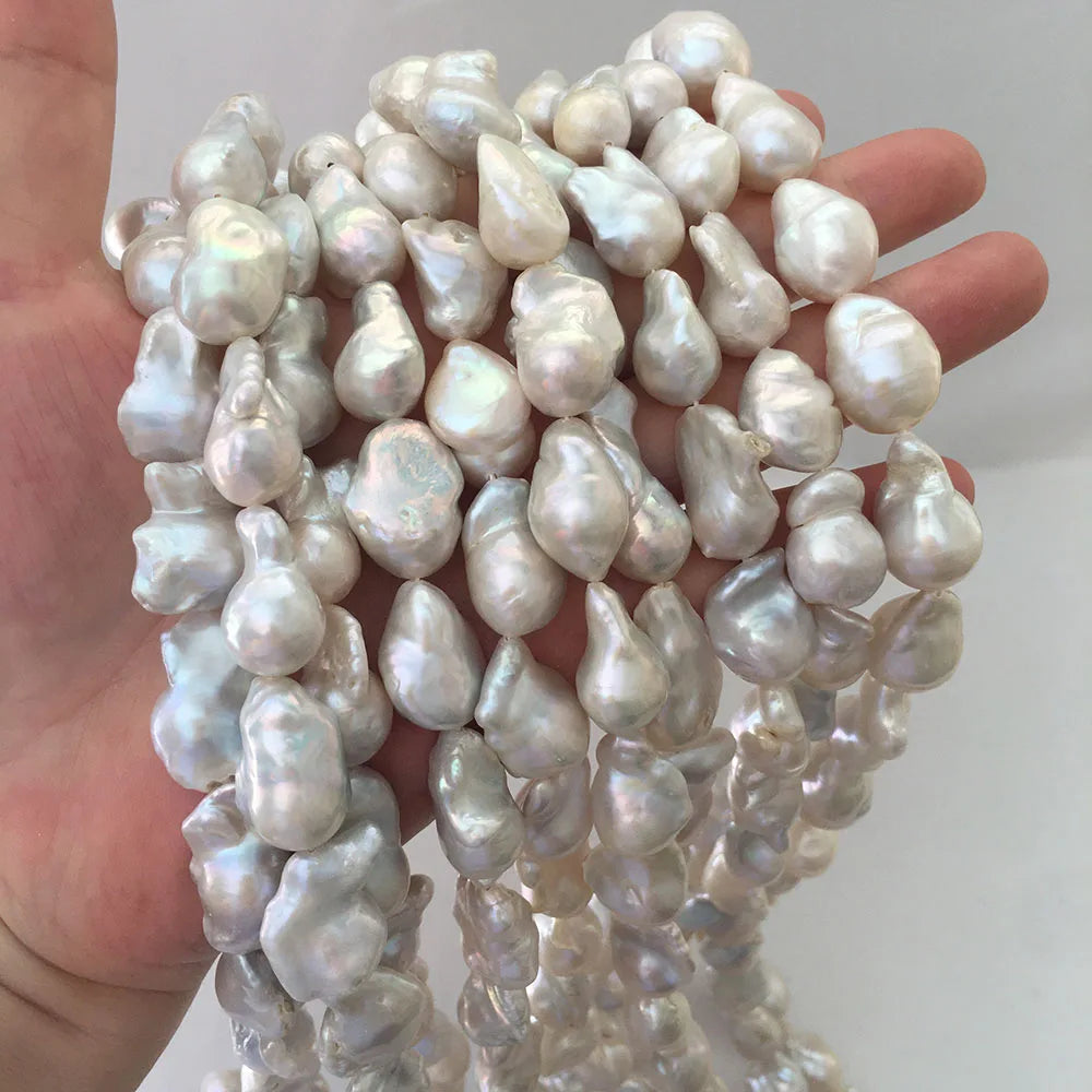 16 Inch 11-14 mm Nature White Freshwater Pearl Strand Good Luster Tear Drop Baroque AA Loose Pearls No Repaired Flaw