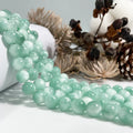 Natural Polished Round Angel Green Moonstone Gemstone Loose Beads Green Larimar for Jewelry Making Green Larimar Beaded