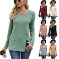 Casual Blouses and Shirts for Women Fashion Side Slit t Shirt Women Long Sleeve Tops
