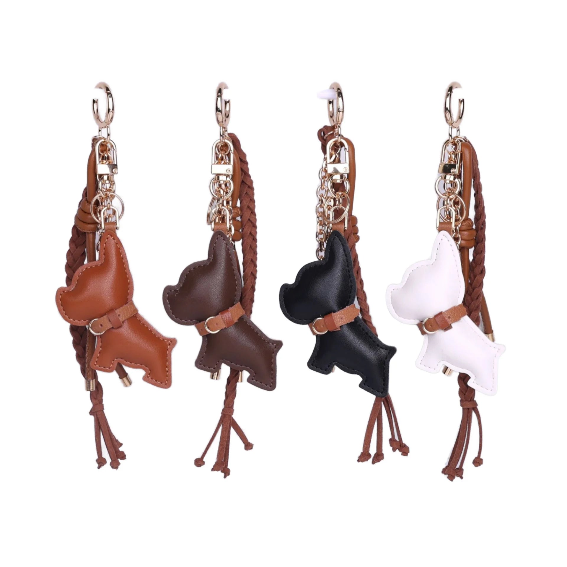High-Grade Keychain Pendant Bull Dog Braided Rope Bag Charm Vintage Fashion French Bulldog Phone Bag Accessory