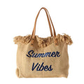 Women's Large Durable Canvas Handbag Tassels Frame Pattern Cartoon Beach Bag for Travel Featuring Flowers Scarves Decoration