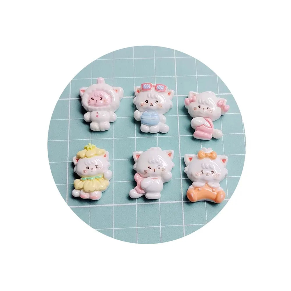 100pcs Kawaii Cartoon Animal Cat Resin Flatback Cabochon DIY Scrapbooking Crafts Making Headgear Accessories