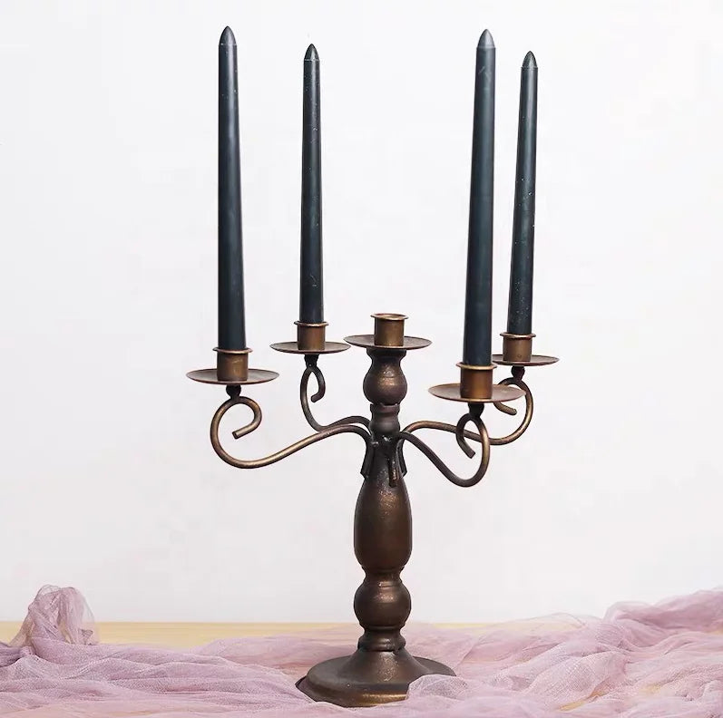 Bronze Retro Metal Candlestick Holders for Home Decoration-Wholesale Available