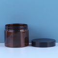100ml-300ml Skin Care Cosmetic Cream Hair Gel Food Scrub Butter Container Amber PET PCR Plastic Jar Aluminum Screw Top