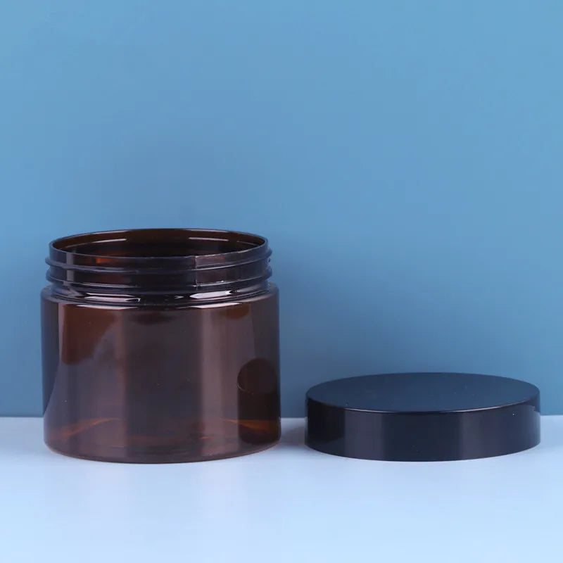 100ml-300ml Skin Care Cosmetic Cream Hair Gel Food Scrub Butter Container Amber PET PCR Plastic Jar Aluminum Screw Top