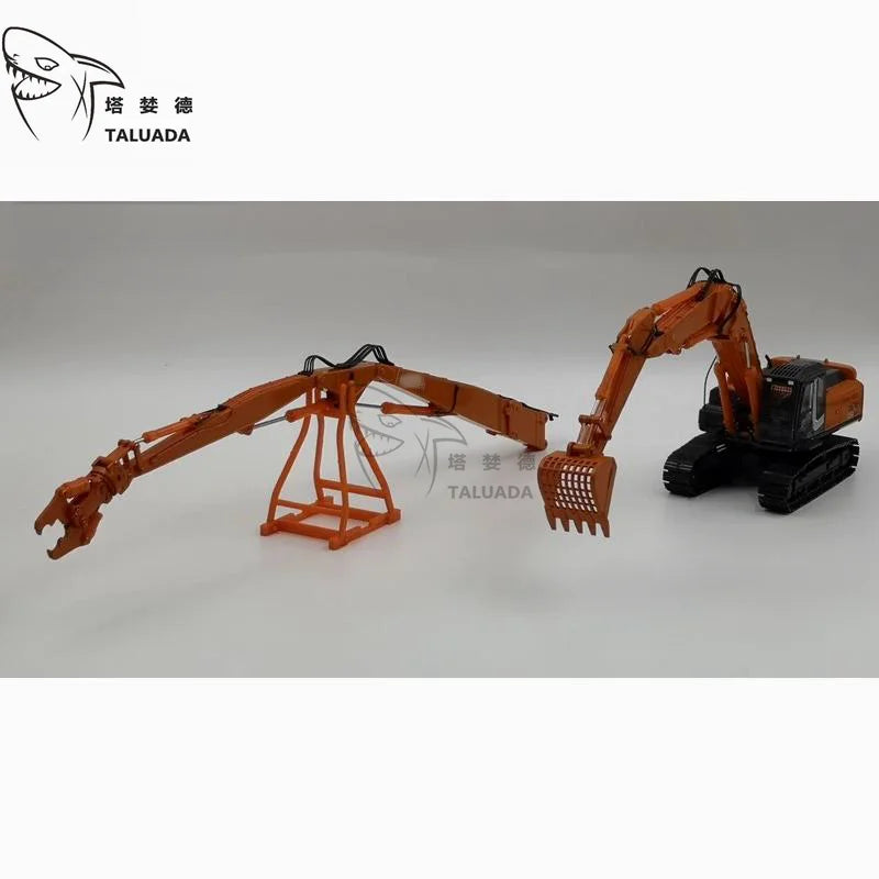 TALUADA for ZX350LC Alloy 1:50 Scale High Reach Demolition Crusher 2 Piece Boom Skelton Bucket Model Toy