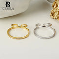 ICEBELA 925 Sterling Silver Diamond Inlaid Geometric Ring Opening Versatile Personality Circle Eternity Ring for Girl