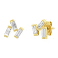 925 Sterling Silver 3 Rectangular Colorful Zircon Stud Earring Europe and American Hot Sell Silver Jewelry