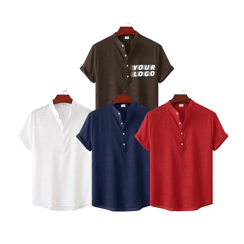 Blank Mens Fashion Half Polo T Shirt Custom Puff Printing Casual Tshirts With Logo Custom Logo Printed Print Pattern Knitted