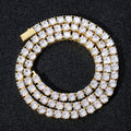 Hot Selling Fashion Chain Necklace Hiphop Brass Men's 3mm 4mm 5mm White Gold Spring Clasp Prong Set CZ Diamond Tennis Chain