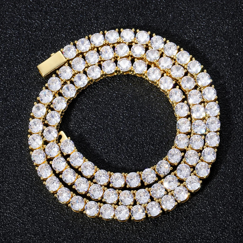 Hot Selling Fashion Chain Necklace Hiphop Brass Men's 3mm 4mm 5mm White Gold Spring Clasp Prong Set CZ Diamond Tennis Chain