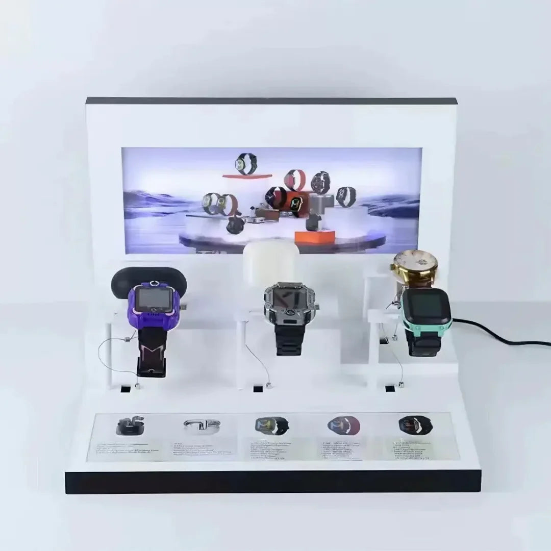 Counter Table Acrylic Watch Display Stand for Retail Store Acrylic Watch Display Holder with LED