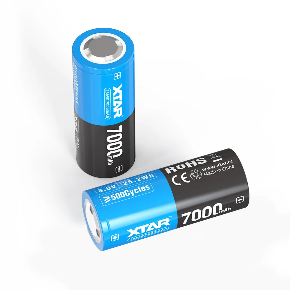 XTAR New 3.6V 3.7V Torch Battery Highest 26650 7000mAh Lithium Ion Rechargeable Battery Li-ion 26650 Flashlight Battery