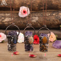 Designer Antique Bronze Necklace with Natural Real Gemstone Beads and Black Leather Cord Pendant Necklaces for Weddings Parties