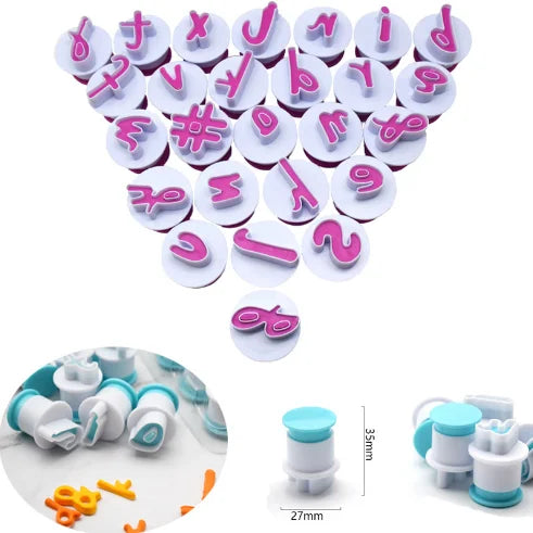 New Arrival 6pcs DIY 3D Plastic Shape Arab Handpress Black Letter Cookie Plunger Cutter