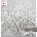 New French 3D Heavily Beaded Lace With Crystal and Pearls Lace Fabric Women Wedding Embroidery Dress Material Fabric