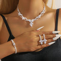 Elegant 3-Piece Zircon Bridal Set  Wholesale Diamond Rhinestone Accessories Necklace Earrings Bracelet
