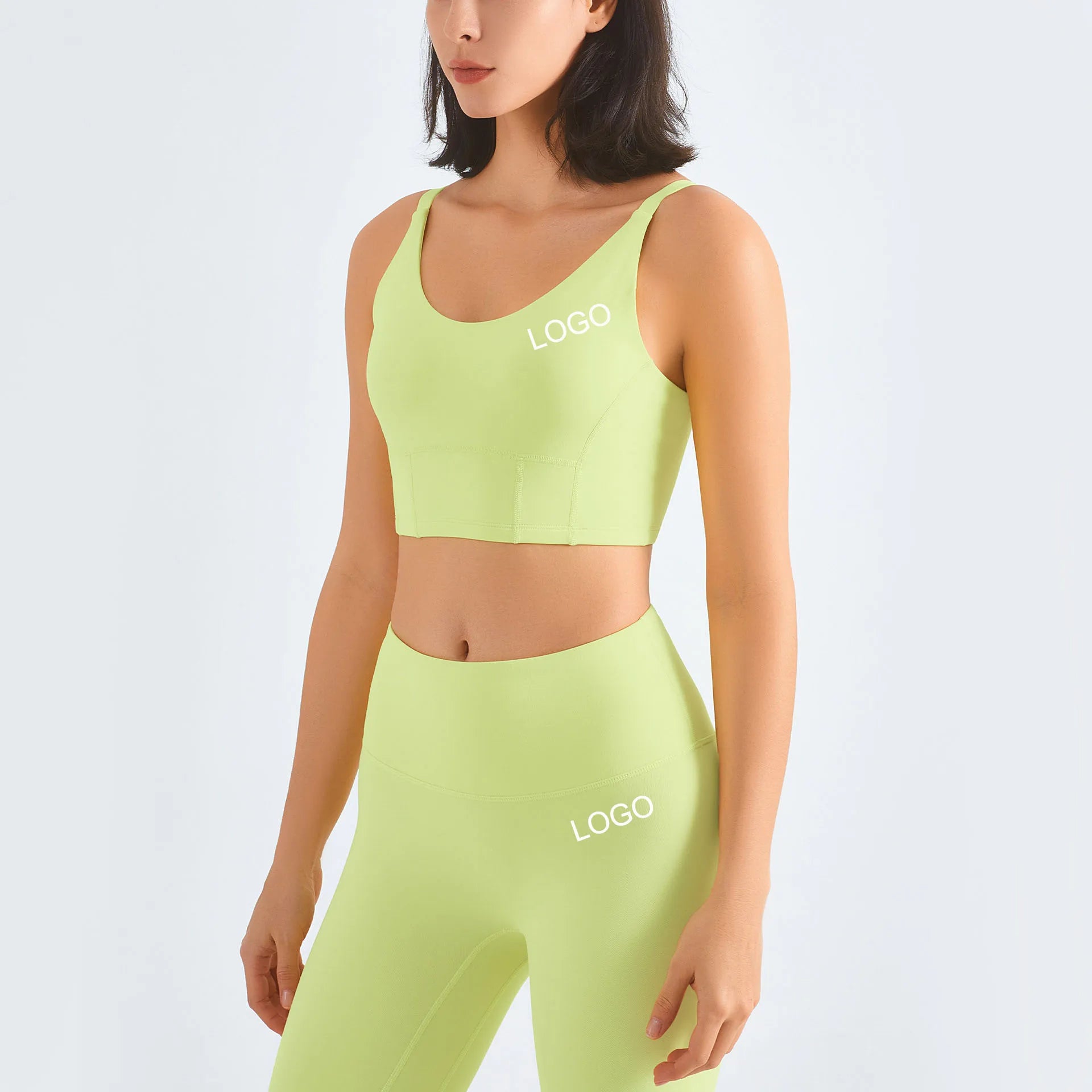 Guaranteed Quality Plus Size Four-Way Stretch Medium Support Ropa Interior Deportiva Mujer Sublimated U Neck Solid Color Open