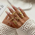 6Pcs/Set Vintage Metal Starfish/Scallop Open Ring for Women Boho Ladies Daily Stackable Finger Rings Fashion Jewelry Accessories