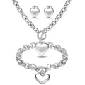 Newest Stainless Steel Engagement Women Love Charm Heart Shape Jewelry Set