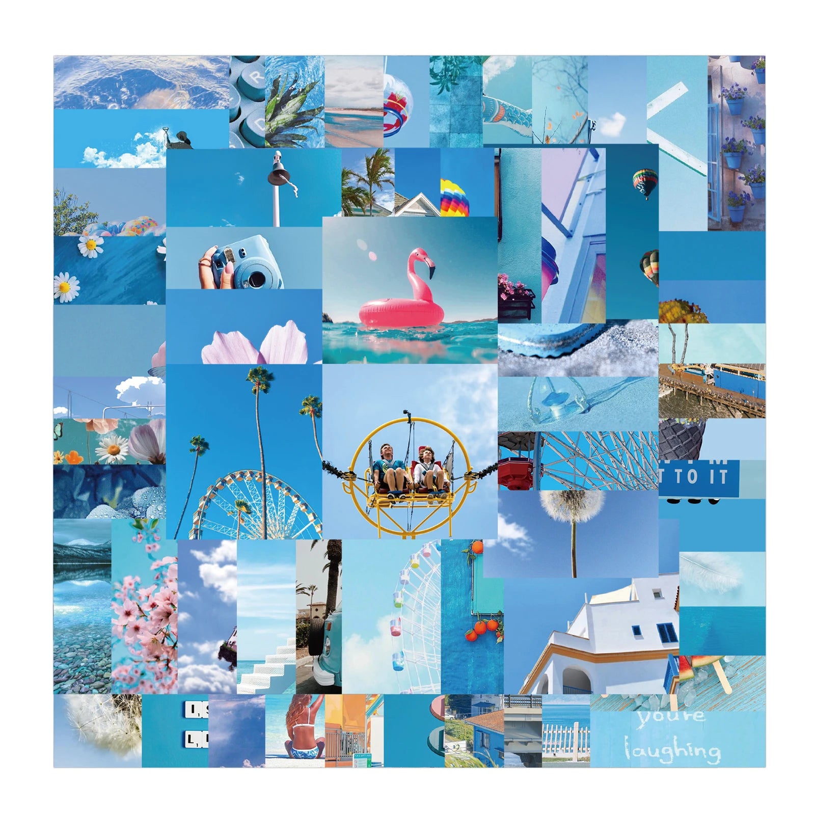 62Pcs VSCO Blue Landscape Sky Graffiti Stickers for Wall Phone Waterproof Photo Corner Sticker