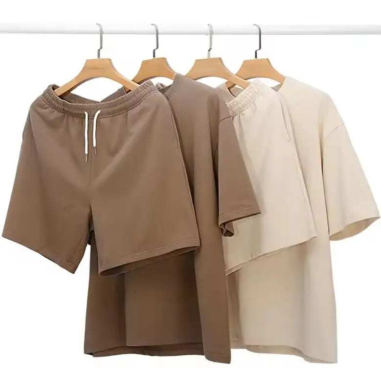 Clothing-vendor Summer Men Outfit Two Piece Shorts Tshirt Street Casual 2 Piece Pants t Shirt Men's Sets
