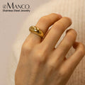 EManco Ins Hot Selling Stainless Steel Gold Plated Geometric Ring Simple Round Arc Chic Ring for Women