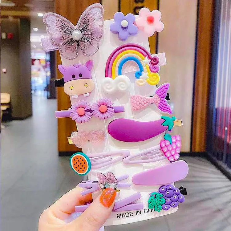 Children Cute Cartoon Flower Fruit Rubber Bands Hairpins Girls Lovely Hair Clips Kids Hair Claw Hair Accessories Gift