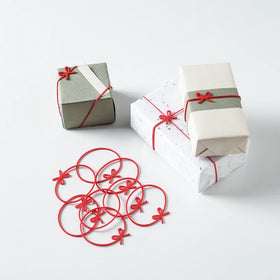 SHIMOYAMA Christmas Red Elastic Rubber Bow Bands Pack of 10 Decoration Beautiful for Gift Package Box