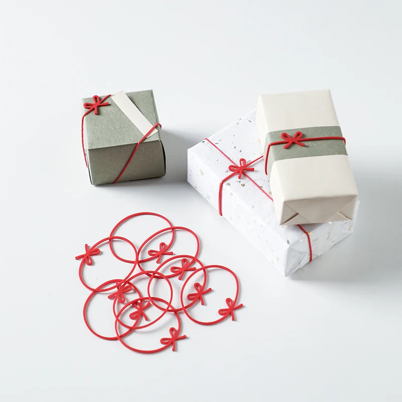 SHIMOYAMA Christmas Red Elastic Rubber Bow Bands Pack of 10 Decoration Beautiful for Gift Package Box