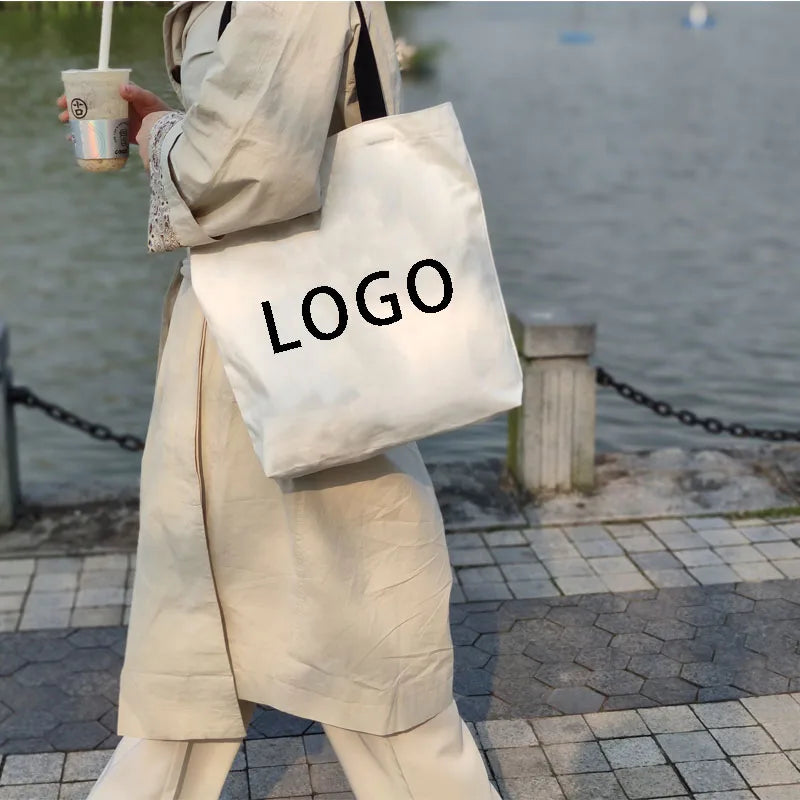 Environment-friendly Factory Foldable 16oz Shopper Bag Blank Cotton Canvas Large Custom Tote Shopping Bag