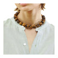 Necklace Manufacturer Chunky Tiger Eye Beaded Necklace 16MM Natural Stone Knot Statement Bohemian Jewelry Wholesale Zooying