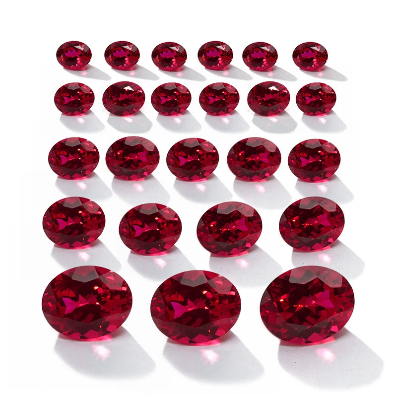 Synthetic Lab Created Ruby Gemstones Oval Cut 0.1ct 0.3ct 0.5ct 1ct 1.5ct 2ct 2.5ct Mix Size Lab Grown Ruby Gemstones