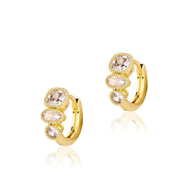 MJ Trendy Delicate Fashionable Shiny Bling Brass Gold Plated Irregular Zircon Huggie Earring Jewelry