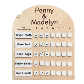 Students Good Habits Checklist Board to Do List for Kids with Pen DIY Wooden Chore Chart Planning Board for Routine Chart